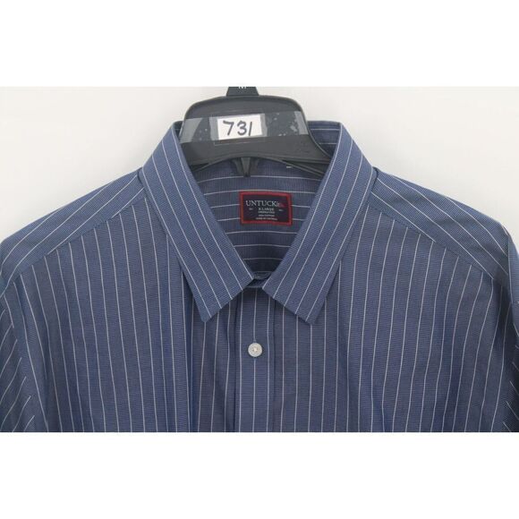 UNTUCKit Gifford Button Up Shirt Men's Long Sleeve XL Blue White Stripes - Picture 2 of 5